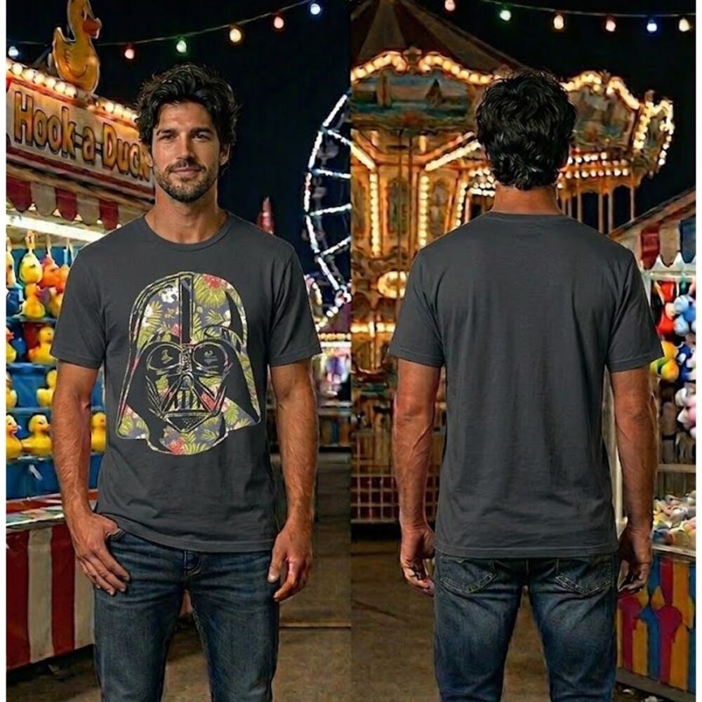 Star Wars Darth Vader Floral Graphic Shirt Men’s 2XL 52 Chest Black Tee